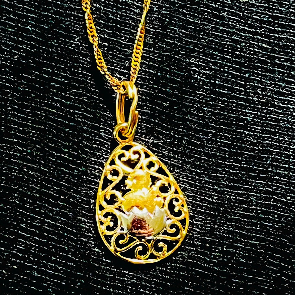 Michael Anthony 14K Two Tone Gold Hatching Chick Pendant 10K Gold Chain Necklace